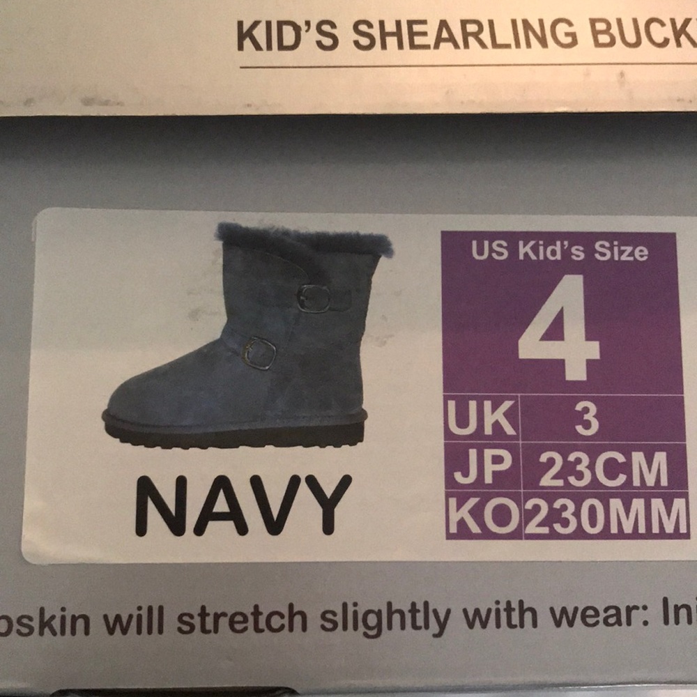 Navy Kid’s Shearling Buckle Boots